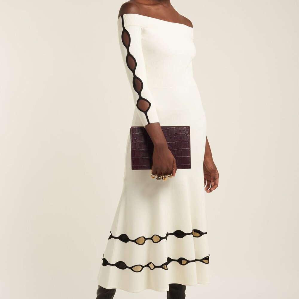 Amazing Alexander McQueen White Dress with Black Piping
